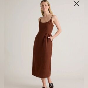 Quince 100% European Linen Scoop Neck Midi Dress — Chocolate — XL — NWT